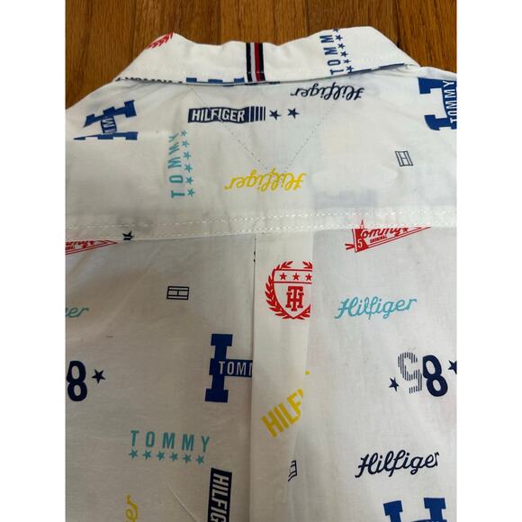 Tommy Hilfiger Boys Button-Up Shirt White Logo Print Size L (16/18) NWT - Picture 8 of 8